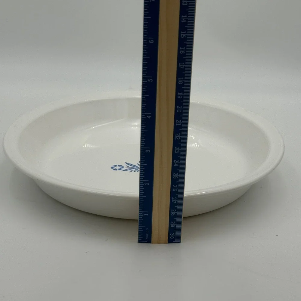 Vintage Corning Ware Blue Cornflower 9 Inch Pie Plate P-309 White Pyroceram USA